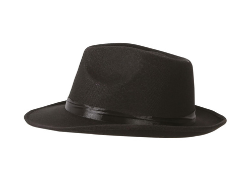 Kapelusz gangstera czarny z lamówką - 1 szt.