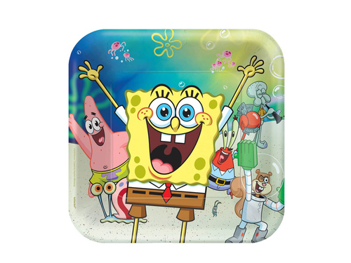Talerzyki urodzinowe Spongebob Kanciastoporty - 23 cm - 8 szt.