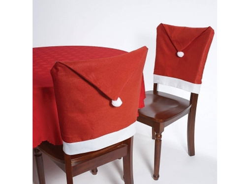 Pokrowiec na krzesło Czapka Mikołaja na święta Bożego Narodzenia - 2 szt.