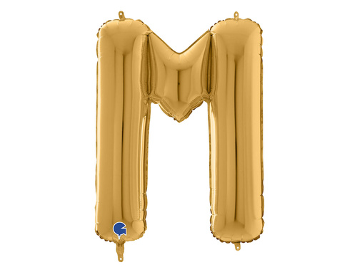 Balon foliowy złota litera M - 66 cm - 1 szt.