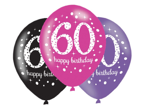 Balony z nadrukiem "60" - 28 cm - 6 szt.