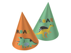 Czapeczki urodzinowe Dinozaury - 6 szt.