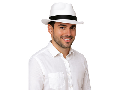 Kapelusz gangstera biały z czarną lamówką - 1 szt.