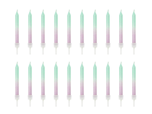 Świeczki urodzinowe ombre z podstawkami - 20 szt.