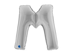 Balon foliowy literka M srebrny - 40" - 1 szt.