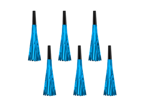 Gwizdki trąbki rozwijane z frędzelkami niebieskie - 6 szt