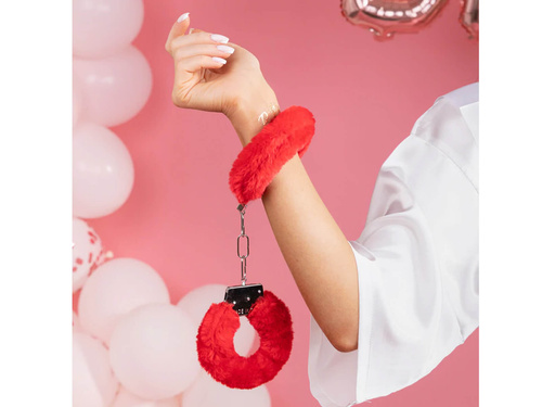 Kajdanki czerwone z futerkiem - 1 szt.