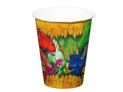Kubeczki papierowe Dinozaury - 250 ml - 6 szt.