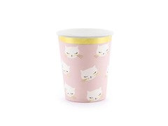 Kubeczki papierowe Kotek jasnoróżowe - 200 ml - 6 szt.