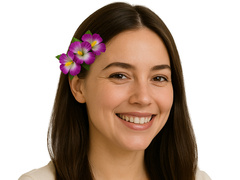 Hawajska przypinka kwiatek fioletowy - 1 szt.