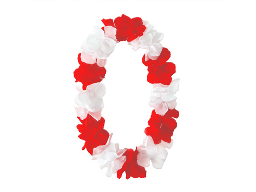 Naszyjnik hawajski biało-czerwony - 120 cm - 1 szt.