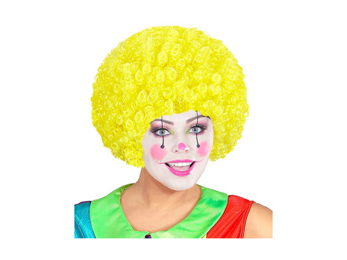Kręcona peruka klauna żółta włosy afro