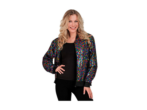 Imprezowa cekinowa kurtka - bomberka - multikolor