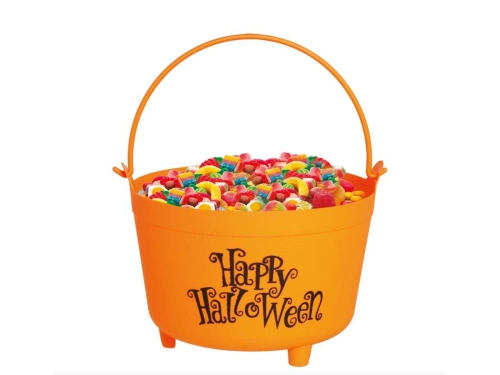 Wiaderko pomarańczowe Happy Halloween - 30 cm - 1 szt.