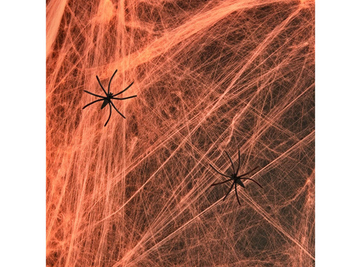 Pomarańczowa pajęczyna z pająkami na Halloween - 20 g - 1 op.