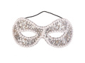 Maska karnawałowa srebrna z perłami i cekinami