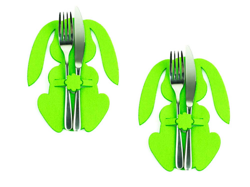 Etui na sztućce z miękkiego filcu - Zajączek Wielkanocny - 2 szt.