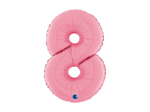 Balon foliowy cyfra 8 pastelowy różowy - 26" - 1 szt.