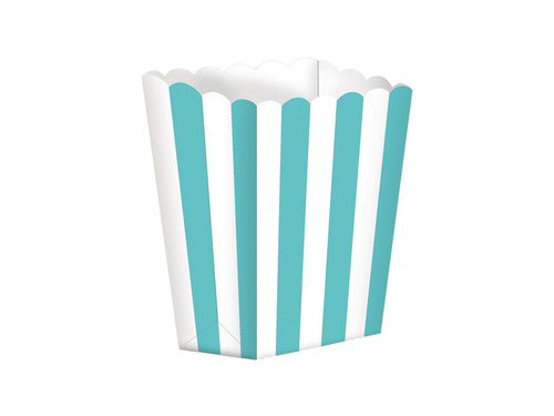 Pudełka na popcorn w biało-błękitne paski - 5 szt.