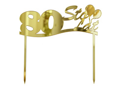 Topper z lustrzanej pleksi złoty na tort 80 urodziny