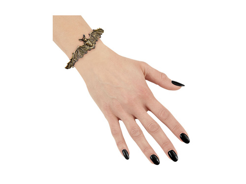 Złota postarzana bransoletka z motywem nietoperza