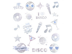 Tatuaże zmywalne Silver Disco - 21 szt.
