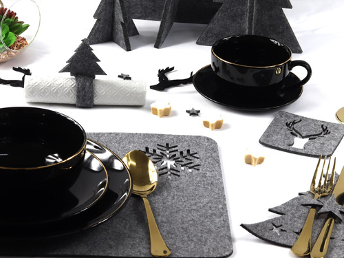 Serwetnik ze wzorem świątecznym - Głowa Renifera - 21 cm - 4 szt.