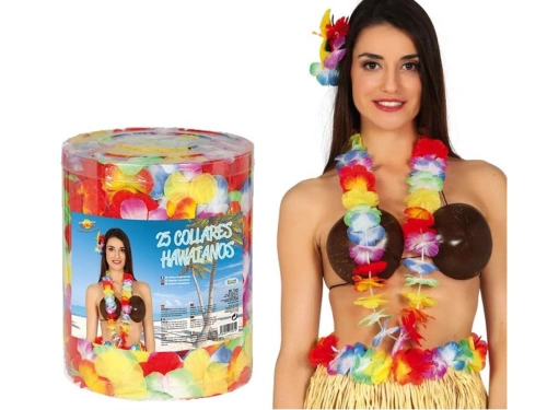 Naszyjniki girlandy hawajskie wielokolorowe - 25 szt.