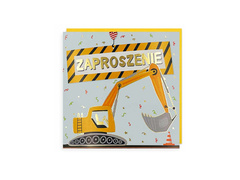 Zaproszenia urodzinowe Koparka - 5 szt.