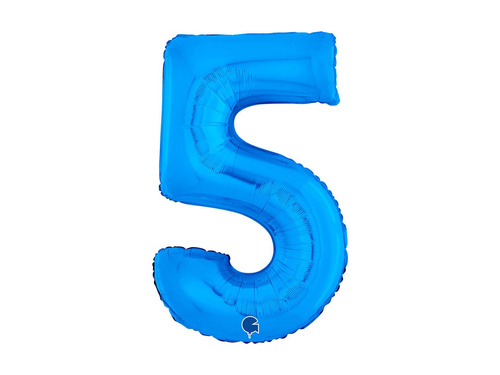 Balon foliowy cyfra 5 niebieski - 26" - 1 szt.