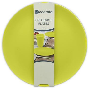 Talerzyki plastikowe wielokrotnego użytku zielone - 25 cm - 2 szt.