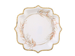 Talerzyki papierowe z brązowymi listkami - 21 cm - 10 szt.