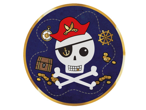 Talerzyki urodzinowe Mapa Piracka - 23 cm - 8 szt.