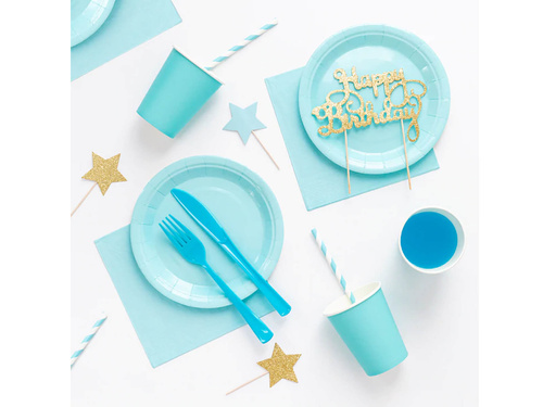 Talerzyki papierowe turkusowe - 18 cm - 6 szt.