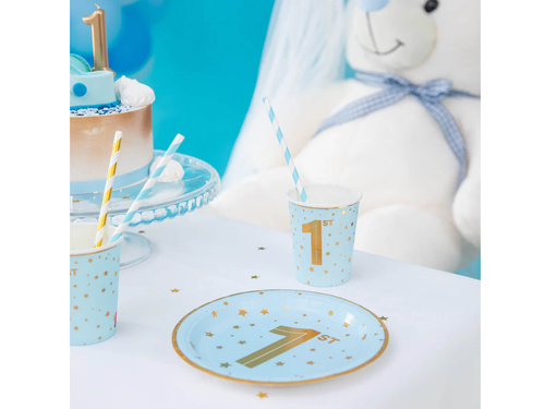 Talerzyki papierowe na roczek niebieskie - 18 cm - 6 szt.