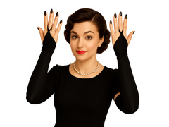 Satynowe rękawiczki karnawałowe czarne bez palców - 48 cm