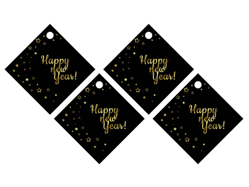 Zawieszki z wstążeczką na wódkę Happy New Year - 12 szt.