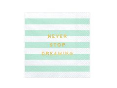 Serwetki Never Stop Dreaming miętowe paski - 33 cm - 20 szt.
