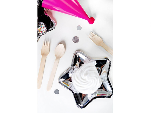 Talerzyki papierowe Gwiazda srebrne - 18 cm - 6 szt.