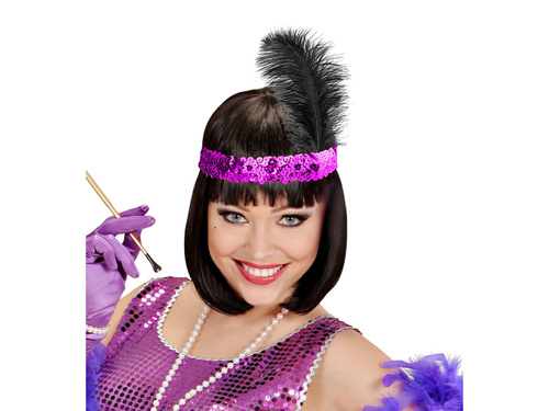 Opaska z piórem i cekinami Retro fioletowa - 1 szt.