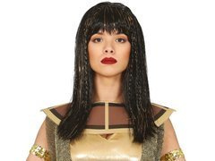 Peruka czarna ze złotymi pasemkami - 1 szt.