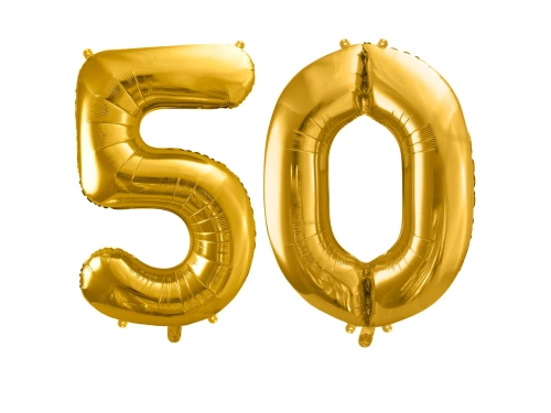 Balony foliowe cyfra 50 złote - 86 cm - 2 szt.