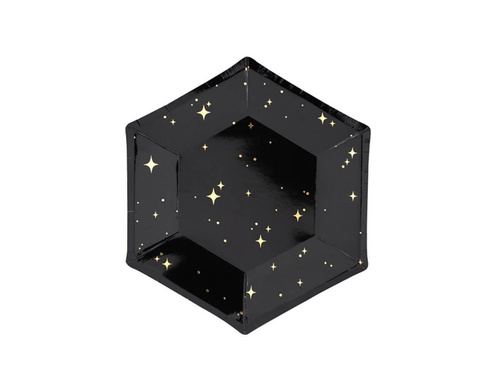 Talerzyki papierowe na Sylwetra i Nowy Rok Happy New Year - 20 cm - 6 szt.