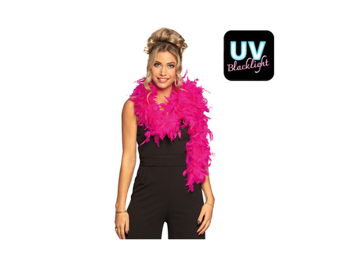 Szal BOA z piór - różowy UV - 180 cm