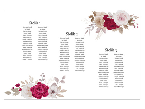 Plany stołów weselnych - 90x60 cm - 1 szt.