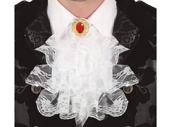 Biały żabot z broszką - 1 szt.