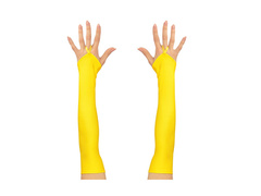 Neonowo żółte satynowe rękawiczki bez palców 43 cm