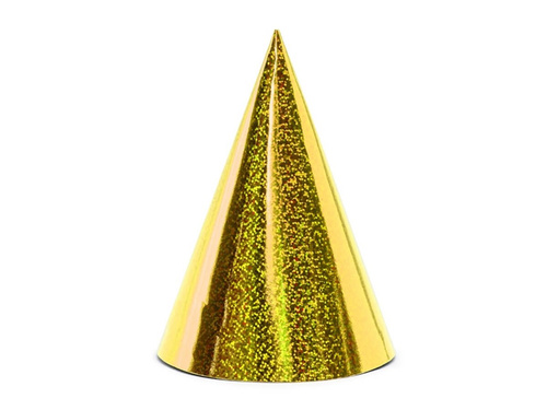 Czapeczki holograficzne żółte - 6 szt.
