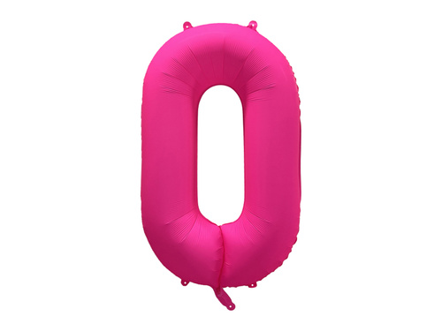 Balon foliowy cyfra 0 neonowy róż - 86 cm - 1 szt.