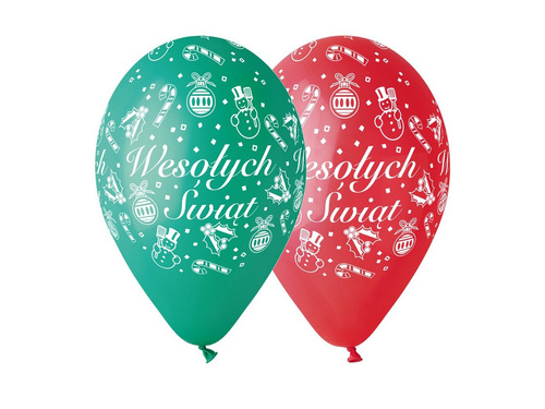 Balony na Boże Narodzenie - 30 cm - 5 szt.